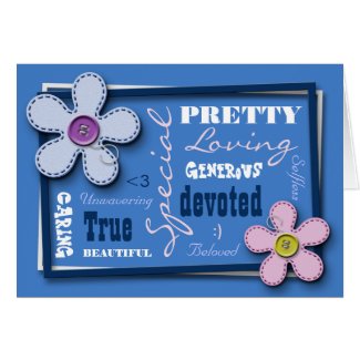 Stitched Flowers Blue Love & Appreciation Card card