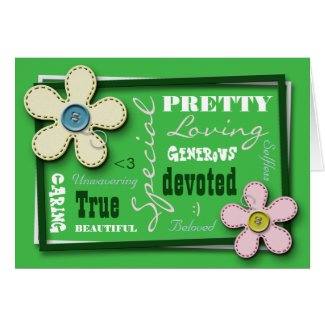 Stitched Flowers Green Love & Appreciation Card