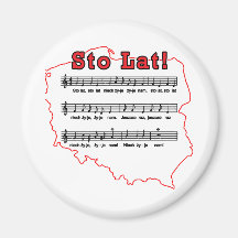 Sto Lat! Song Polish Map Refrigerator Magnet