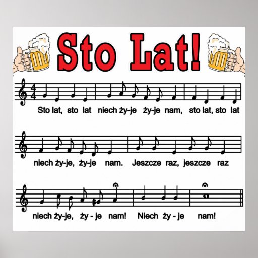 Sto Lat! Song With Beer Mugs Poster Zazzle