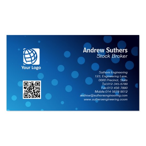 Stock Broker Business Card Blue Dots (front side)