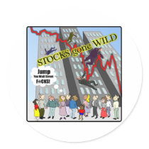 Stock Market Crash Stocks gone Wild Sticker by burntright Stock Market Crash Stocks gone Wild Sticker