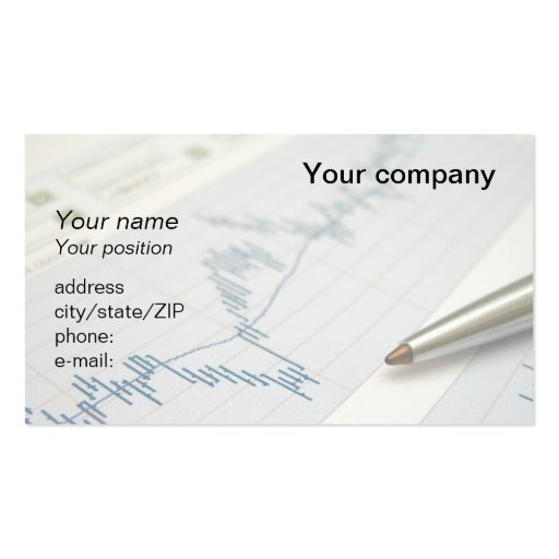 "Stock market graph and pen" business card (front side)