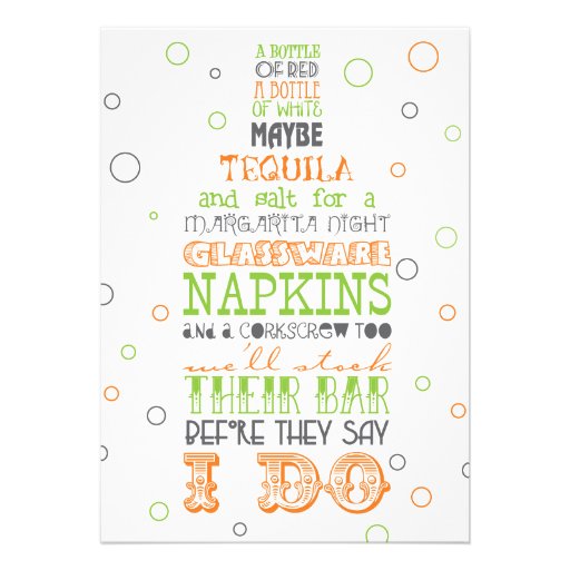 Stock the Bar Bottle Rhyme Party Invitation