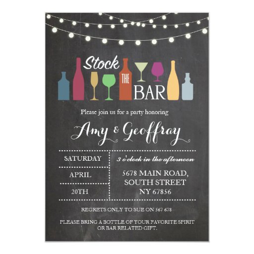 Stock The Bar Chalk Party Engagement Invitation | Zazzle