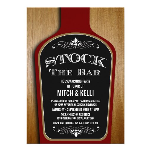 Stock the Bar Housewarming Party Invitations (front side)