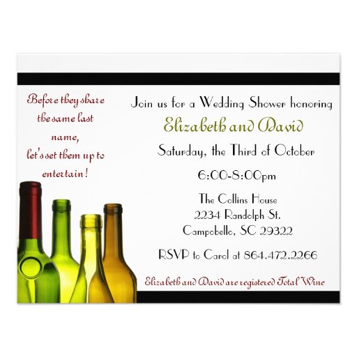 Stock the Bar Shower, Wine Bottle Personalized Invites