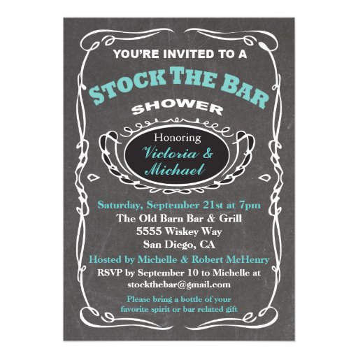 Stock the bar wedding shower invitation
