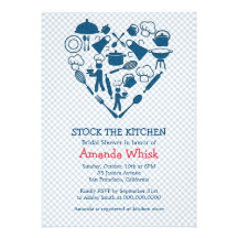 Stock The Kitchen | Blue Bridal Shower Custom Invites