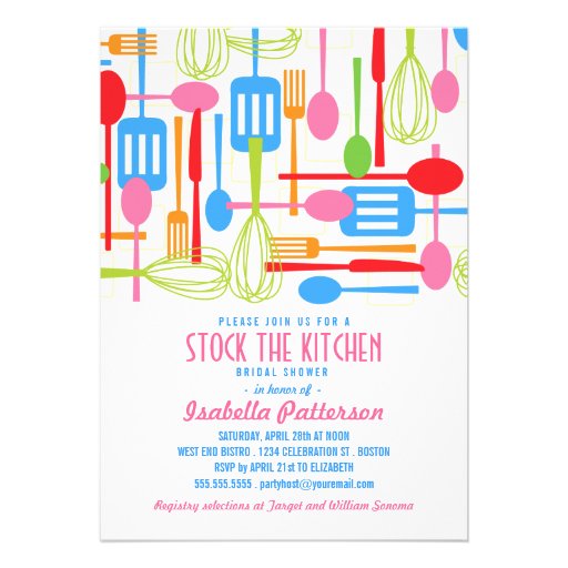 Stock the Kitchen Retro Style Bridal Shower Cards