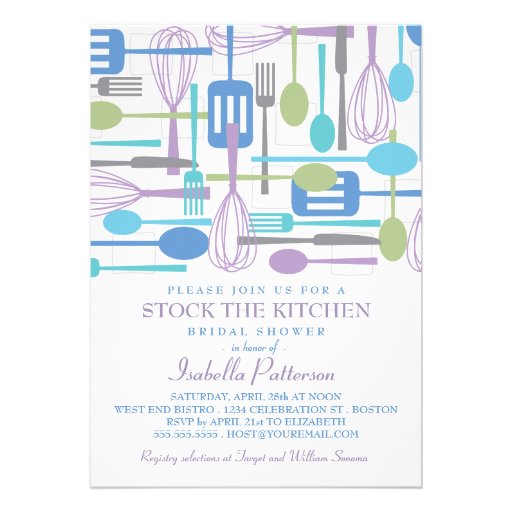 Stock the Kitchen Retro Style Bridal Shower Custom Invitations