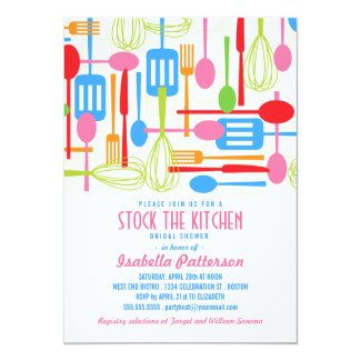 Stock the Kitchen Retro Style Bridal Shower 5x7 Paper Invitation Card