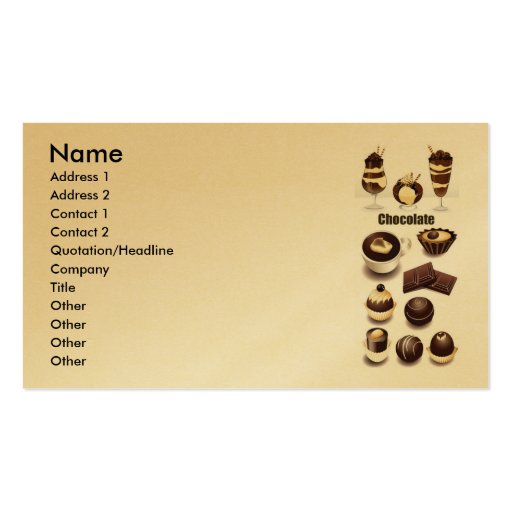 Stock Vectors - Chocolate, Name, Address 1, Add... Business Card Template (front side)