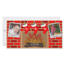 Stockings By The Fireplace Holiday Card Photo Cards
