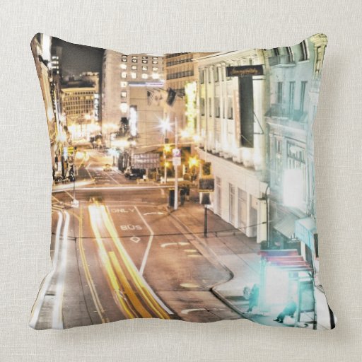 Stock'Tones San francisco night shot Throw Pillows