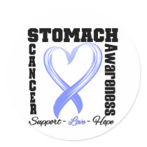 Stomach Cancer Awareness Brushed Heart Ribbon v1 stickers