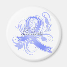 Stomach Cancer Believe Flourish Ribbon Fridge Magnets