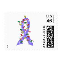 Stomach Cancer Christmas Lights Ribbon Postage Stamps