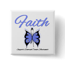 Stomach Cancer Faith Butterfly Ribbon buttons