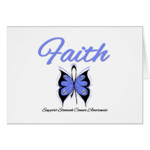 Stomach Cancer Faith Butterfly Ribbon Cards