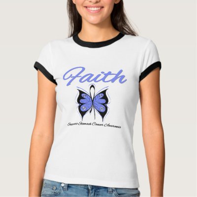 Stomach Cancer Faith Butterfly Ribbon t-shirts
