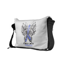 Stomach Cancer Flourish Butterfly Ribbon Messenger Bag