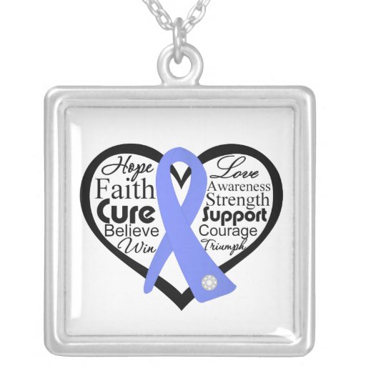 Stomach Cancer Heart Ribbon Collage Pendant