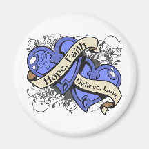 Stomach Cancer Hope Faith Dual Hearts Refrigerator Magnets