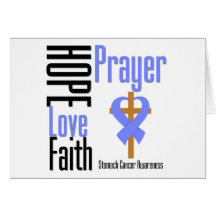 Stomach Cancer Hope Love Faith Prayer Cross Greeting Cards