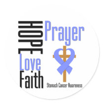 Stomach Cancer Hope Love Faith Prayer Cross stickers