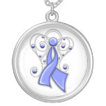 Stomach Cancer Ribbon Angel In Memory necklaces