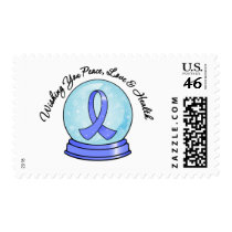 Stomach Cancer Ribbon Merry Christmas Snowglobe postage by giftsforawareness Stomach Cancer Ribbon Merry Christmas Snowglobe postage