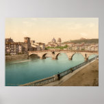 Stone Bridge and San Giorgio, Verona, Italy Posters