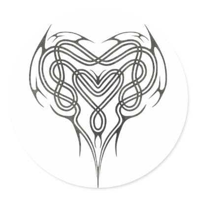 Stone Celtic Heart Knot Round Sticker by packratgraphics