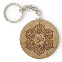 Stone Floral Aum Design Key Chains