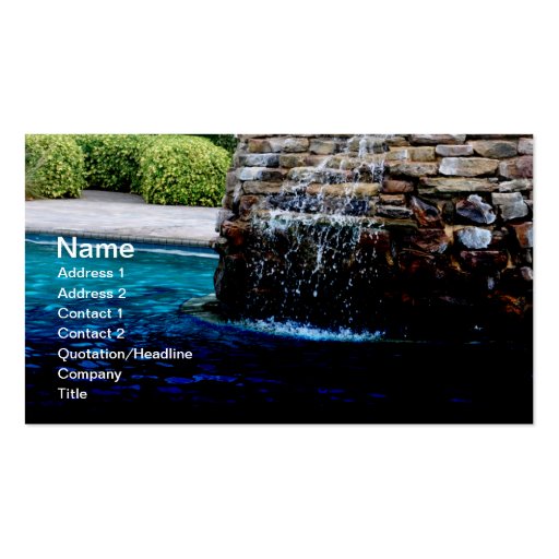 stone fountain in an in-ground pool business card templates