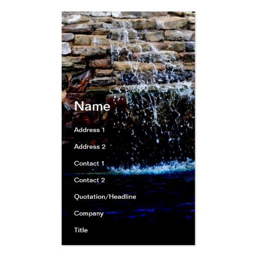 stone fountain in an in-ground swimming pool business card template