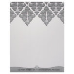 Stone Grey Diamond Damask Business Letterhead