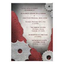 Stone Grunge Red Wedding Invitations