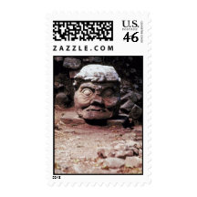 Stone head, Mayan ruins of Copan - Honduras Postage