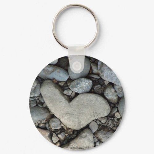 stone heart on a gravel road keychain