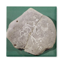 Stone inscribed with a hunter in the desert magnets