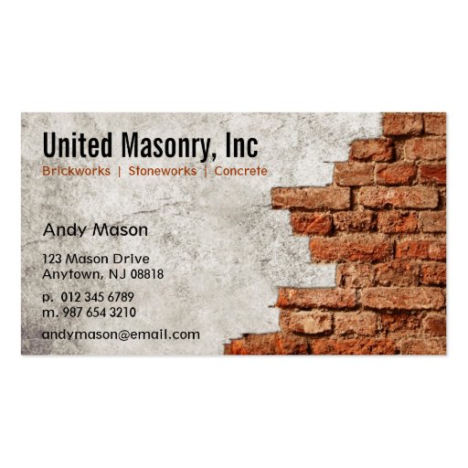 Stone Masonry business cards (front side)