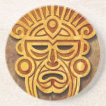 Stone Mayan Mask, full Beverage Coaster