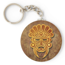 Stone Mayan Mask Keychains