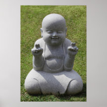 Stone statue of happy Buddha Print