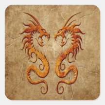 Stone Twin Dragons Stickers