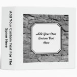 Stone Wall. Black and white. Custom Text. Vinyl Binder