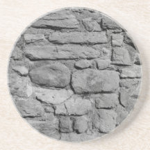 Stone Wall. Black and white. Drink Coaster
