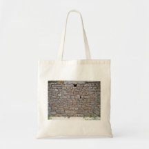 Stone Wall With Single Hole and Small Plants Canvas Bag